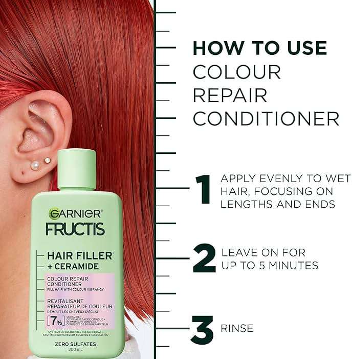 Garnier Fructis Hair Filler Color Repair Conditioner with Ceramide, Smoothing & Sulfate Free Conditioner for Colored, Bleached Hair, 10.1 Fl Oz, 1 Count - Image 7