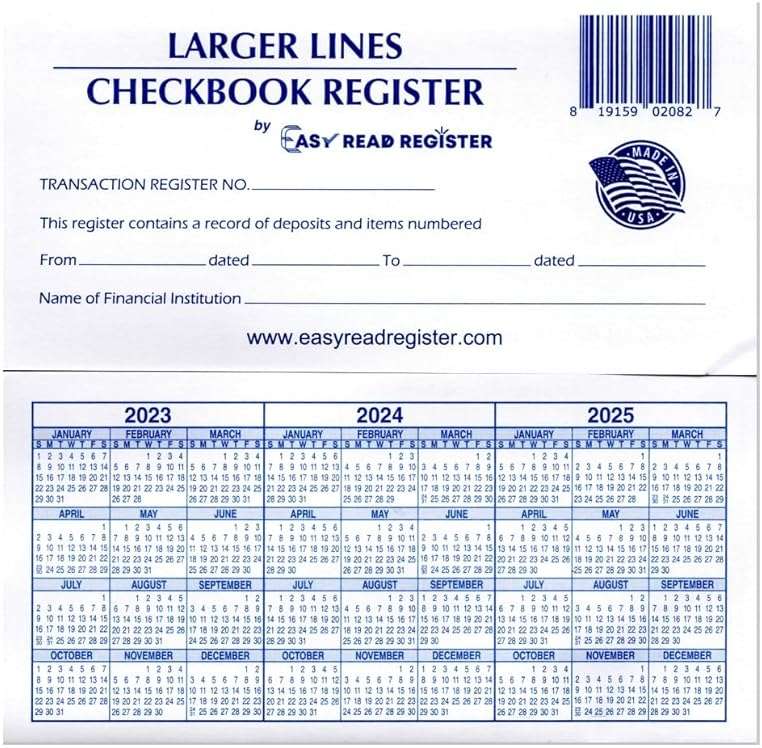 Larger Lines Checkbook Registers, Made in The USA, Wider Lines Low Vision Large Print (24-25-26 Calendars, 10) - Image 8