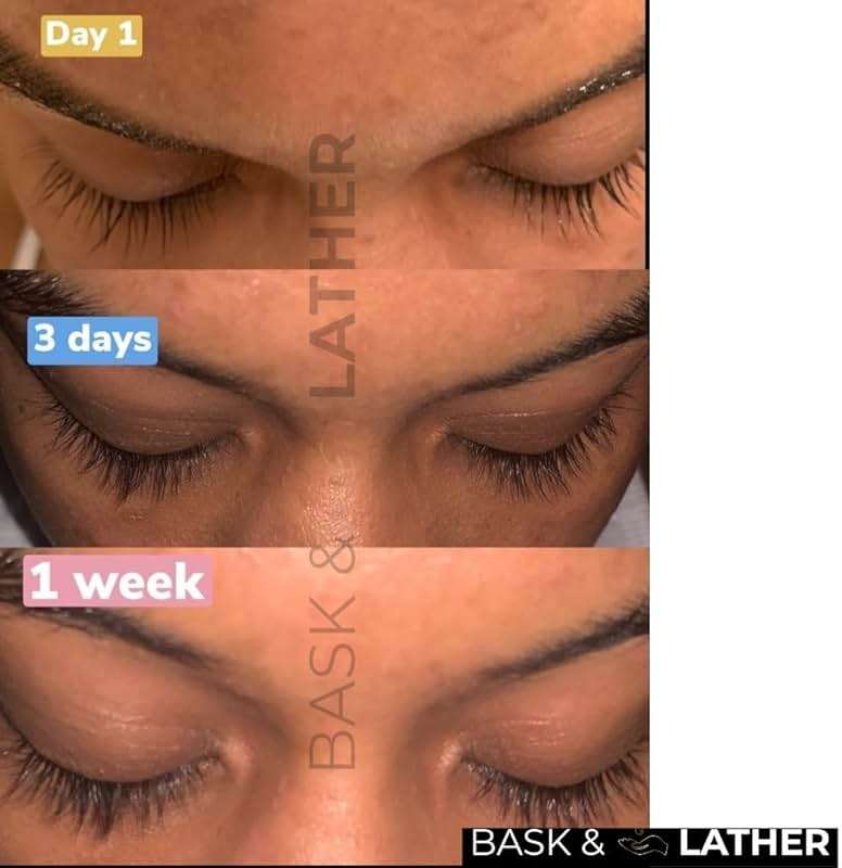 Bask & Lather Lash Serum with Castor Oil & Jojoba Oil For Thicker, Fuller & Longer Looking Eyelashes and Eyebrows, Conditioning and Enhancing Eyelash Growth Serum with Brush Applicator, 3 Month Supply - Image 3