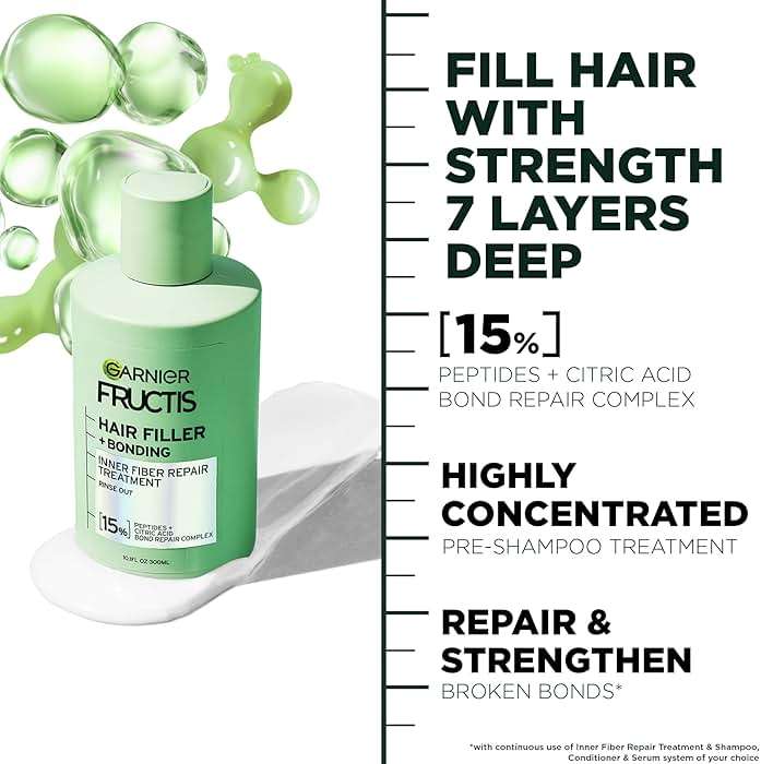 Garnier Fructis Hair Filler Bonding Inner Fiber Rinse Out Pre Shampoo Treatment With Bond Repair Complex, 10.1 Fl Oz, 1 Count - Image 5