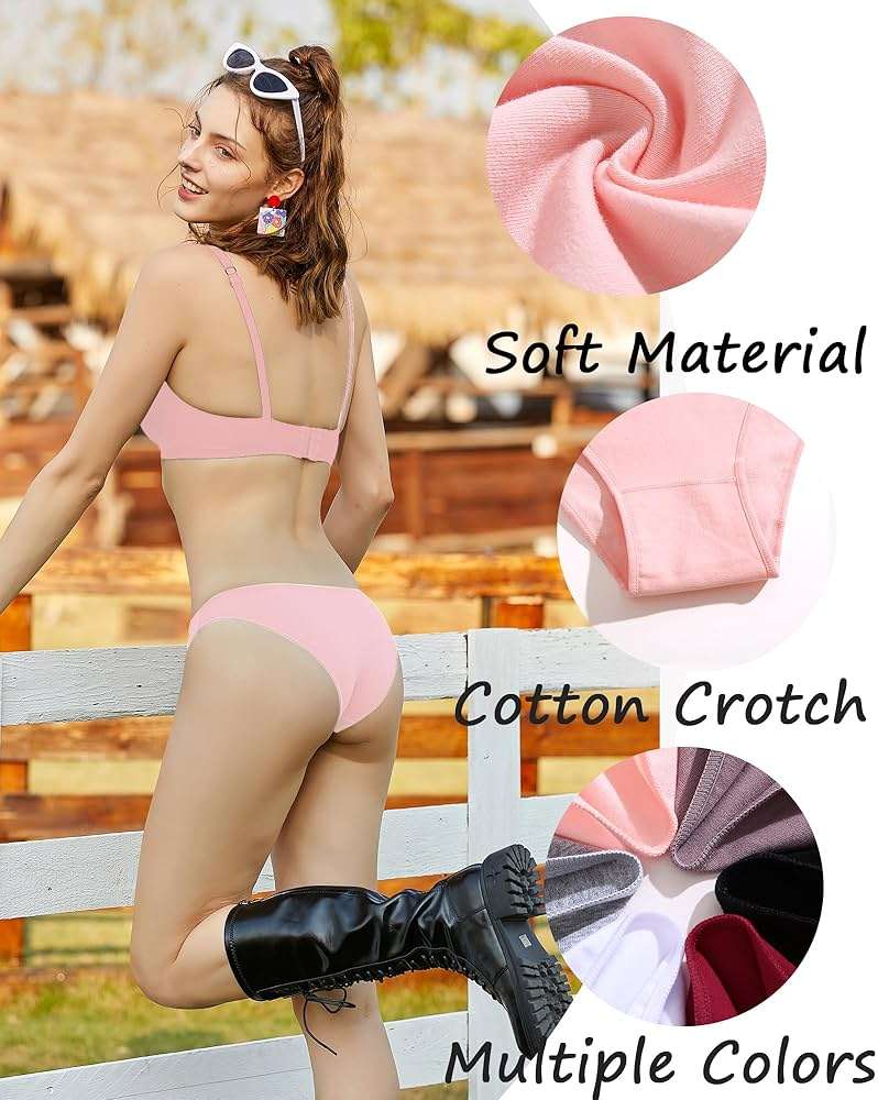 FINETOO 6 Pack Cotton Underwear for Women Cute Low Rise Bikini Panties High Cut Breathable Sexy Hipster Womens Cheeky S-3XL - Image 6