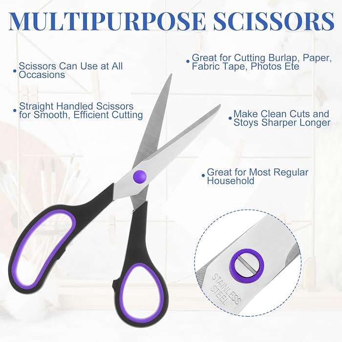 WILLBOND Scissors Bulk 8" Multipurpose Professional Heavy Duty Multicolor Sewing Stainless Steel Scissors Set for Office Home Sewing Fabric - Image 5