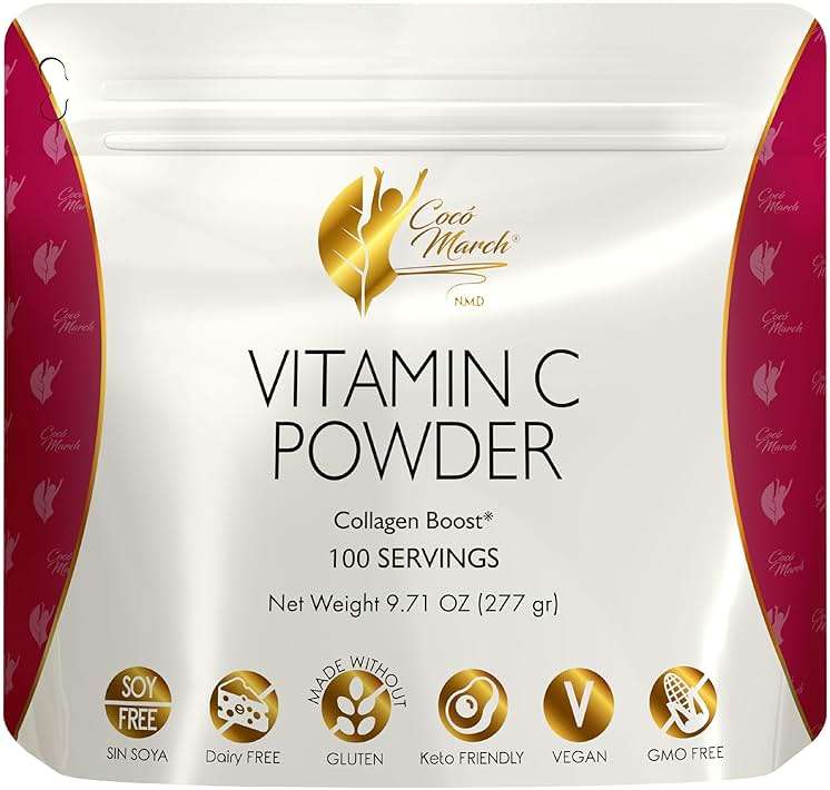 Cocó March N.M.D Vitamin C Powder 1000 mg – Immune Support Supplement with Zinc, Bromelain, Quercetin & L-Lysine, Supports Collagen Production, Vegan, Gluten & Dairy Free, Keto Friendly, 10 oz - Image 1