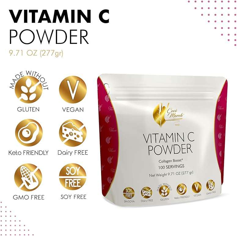 Cocó March N.M.D Vitamin C Powder 1000 mg – Immune Support Supplement with Zinc, Bromelain, Quercetin & L-Lysine, Supports Collagen Production, Vegan, Gluten & Dairy Free, Keto Friendly, 10 oz - Image 3