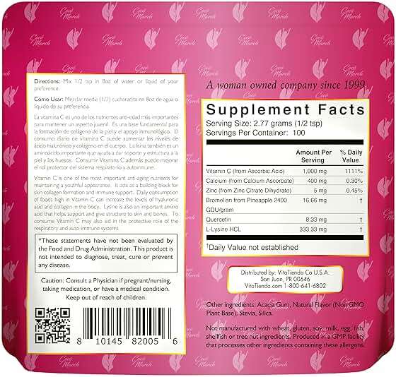 Cocó March N.M.D Vitamin C Powder 1000 mg – Immune Support Supplement with Zinc, Bromelain, Quercetin & L-Lysine, Supports Collagen Production, Vegan, Gluten & Dairy Free, Keto Friendly, 10 oz - Image 6