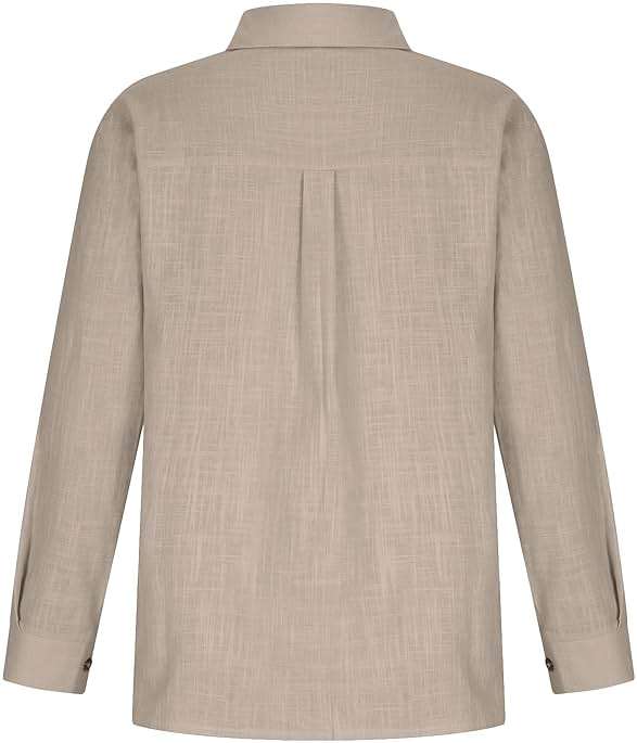 Long Sleeve Button Down Shirts for Women Plus Size Cotton Linen Business Casual Tops Fall Fashion Blouses 2023 - Image 3