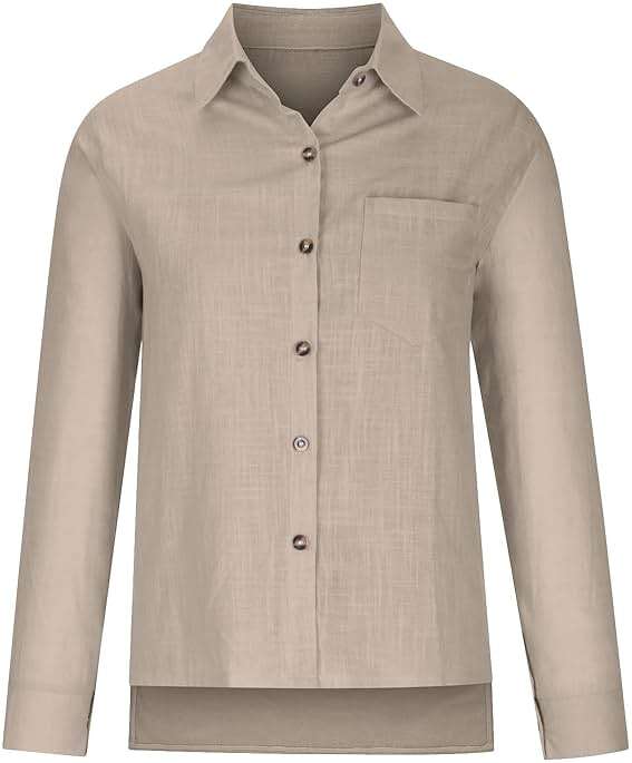 Long Sleeve Button Down Shirts for Women Plus Size Cotton Linen Business Casual Tops Fall Fashion Blouses 2023 - Image 4