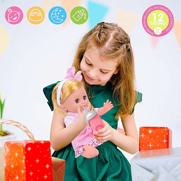 PROOU Baby Care Doll Toys Set, 36PCS Dolls Playset, Hair Salon Pretend Play Toddler Doll Toys Incl 14'' Baby Dolls Toy, Backpack, Hair Dryer, Curler, Xmas Gifts for Age 3 4 5 6+ Years Old Girls Kids - Image 2