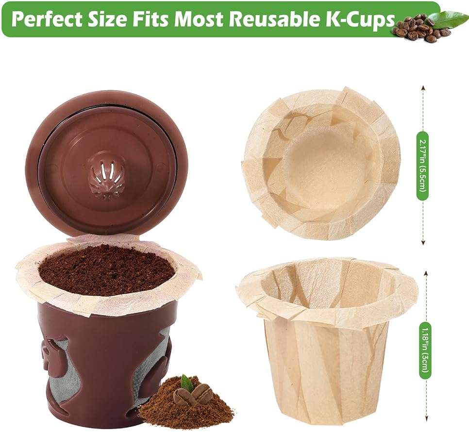 Aussen Disposable Coffee Paper Filters Replacement Kerig Filter Fit All Keurig Single Serve Filter Brands Compatible with Reusable Single Serve Pods Keurig Coffee Maker (Natural, 200pcs) - Image 6