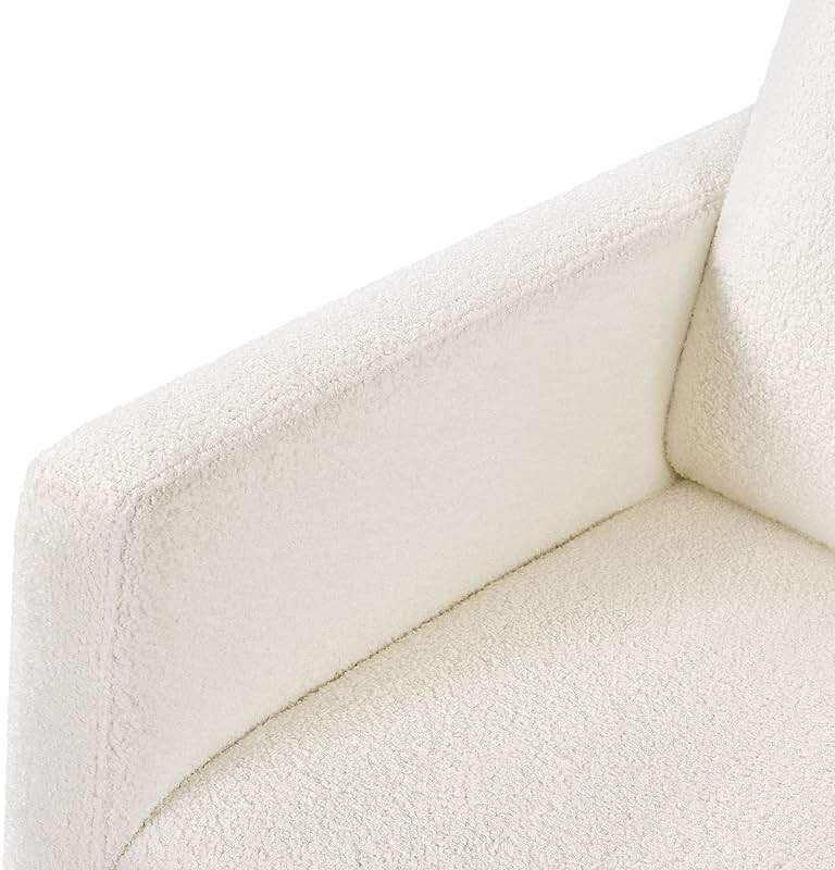 Yaheetech Upholstered Rocking Chair, Boucle Glider Chair Nursery Chair with High Back and Side Pocket, Rocking Accent Armchair with Rubber Wood Legs for Living Room/Bedroom/Nursery, Ivory - Image 9