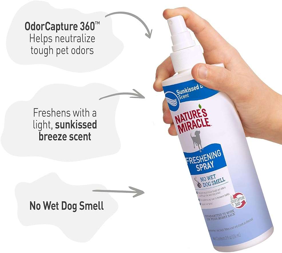 Nature's Miracle Freshening Spray For Dogs Freshens Dog’s Coat Between Baths And Neutralizes Tough Odors With Sunkissed Breeze Scent, 8 Ounces - Image 6