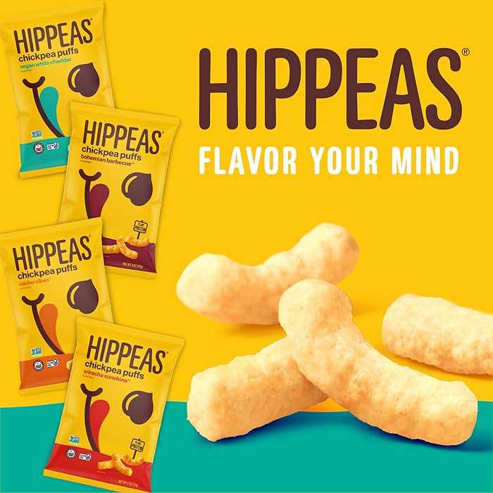 HIPPEAS Chickpea Puffs, Groovy White Cheddar, Gluten Free Snacks, Dairy Free, Vegan, 0.8oz, Pack of 30, 3g Protein, 2g Fiber, Crunchy, Nutritious, Baked Plant Protein Snack, Non-GMO, Kosher - Image 3