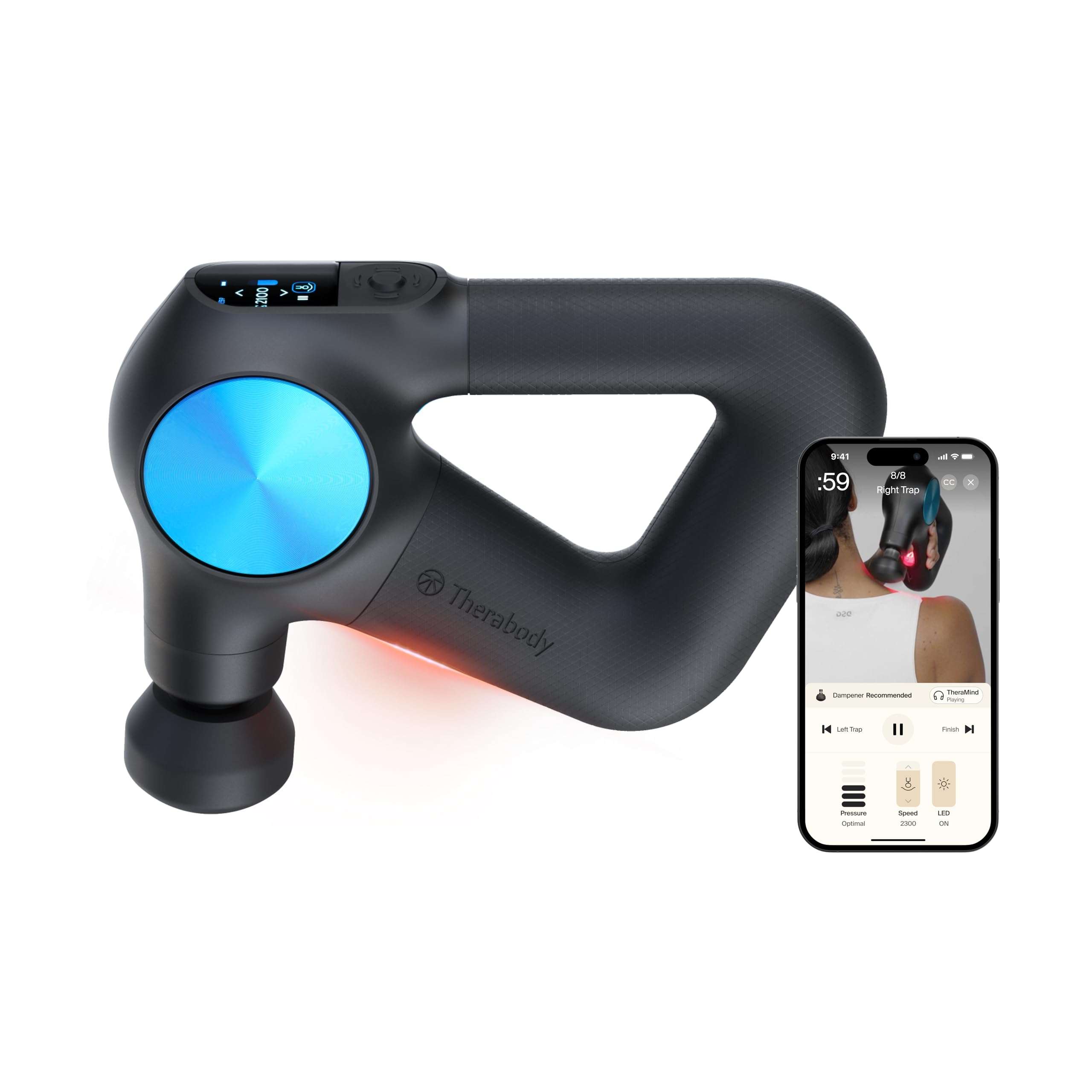 Therabody Theragun PRO Plus - 6-in-1 Deep Tissue Percussion Massage Gun, Handheld Personal Massager for Full Body Pain Relief & Muscle Tension with Biometric Breathwork, Vibration & Heated Attachments - Image 1