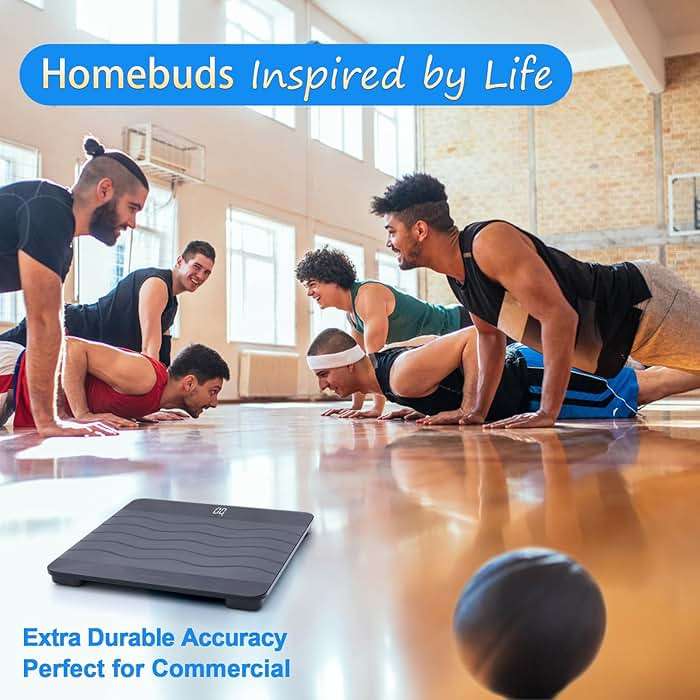 Homebuds 660lb Scale for Body Weight, Precision 0.1lb by Our Professional Scale Factory Since 2001, Smart Digital Weight Scale BMI Via APP, 8mm Non Slip Tempered Glass 12.4 * 12.4in, LED, Black - Image 6