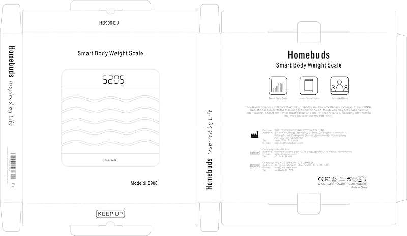 Homebuds 660lb Scale for Body Weight, Precision 0.1lb by Our Professional Scale Factory Since 2001, Smart Digital Weight Scale BMI Via APP, 8mm Non Slip Tempered Glass 12.4 * 12.4in, LED, Black - Image 10