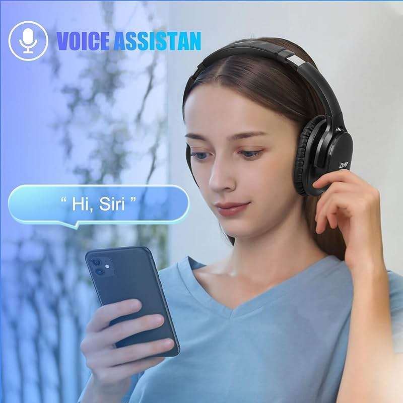ZIHNIC Bluetooth 5.3 Noise Cancelling Headphones, Over-Ear Wireless Headset with 60H Playtime,Low Latency Game Mode, Lightweight, Deep Bass Hi-Fi Sound for Travel, Home, Office - Black - Image 6