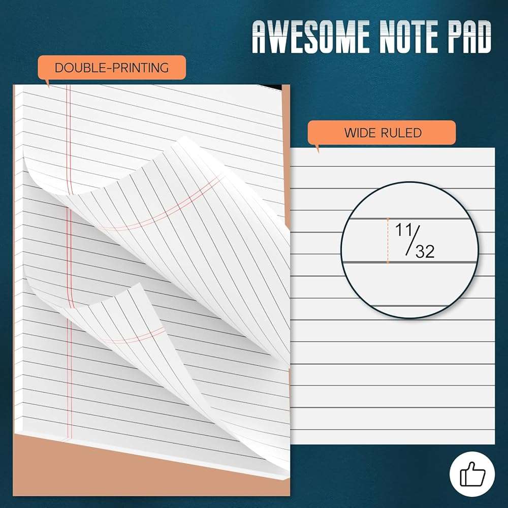 3 Pack White Legal Pads 8.5 x 11 Note Pads, Wide Ruled Notepads, Micro Perforated Lined Note Writing Pads 30 Sheets per Notepad Double-Side Printed Legal Note Pad 8.5x11'' for Home, Office, School - Image 3
