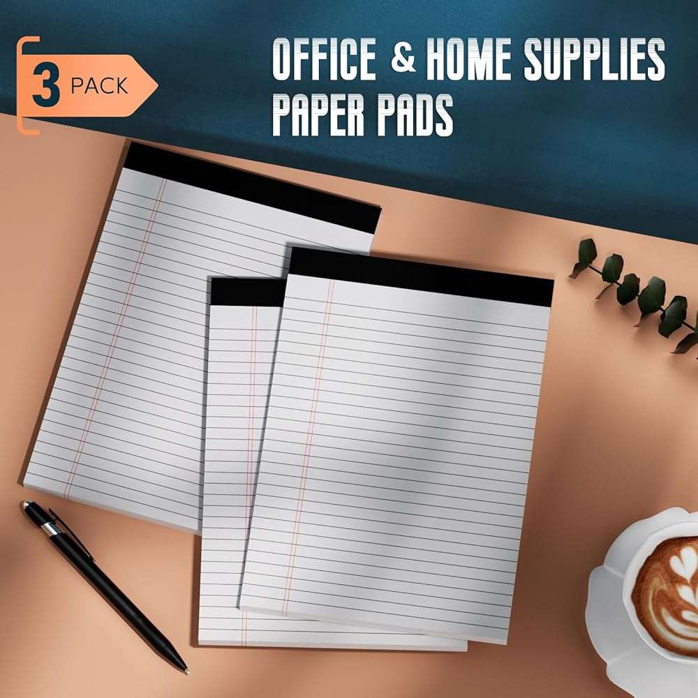 3 Pack White Legal Pads 8.5 x 11 Note Pads, Wide Ruled Notepads, Micro Perforated Lined Note Writing Pads 30 Sheets per Notepad Double-Side Printed Legal Note Pad 8.5x11'' for Home, Office, School - Image 7