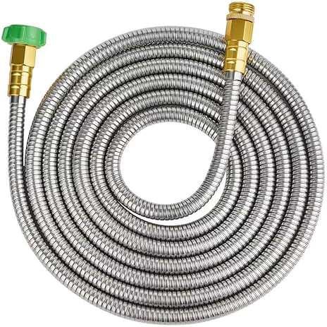 SKYWARD 304 Stainless Steel Garden Hose 15 ft with Female to Male Metal Connector, Anti-Leakage, Flexible & Lightweight Kink Free Water Hose, Easy to Use & Store (15ft) - Image 1