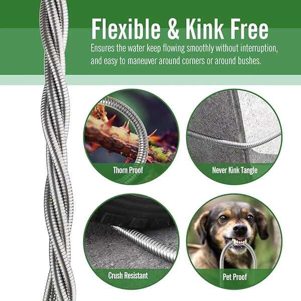 SKYWARD 304 Stainless Steel Garden Hose 15 ft with Female to Male Metal Connector, Anti-Leakage, Flexible & Lightweight Kink Free Water Hose, Easy to Use & Store (15ft) - Image 2