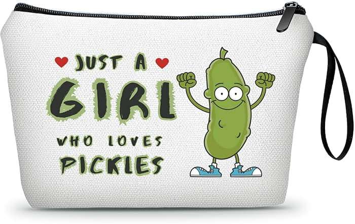 SEAMOON Pickle Gifts, Funny Birthday Gifts for Girl, Teen, Daughter, Friends, Sister, Small Cosmetic Makeup Bag Unique Quirky Gag Christmas - Image 1