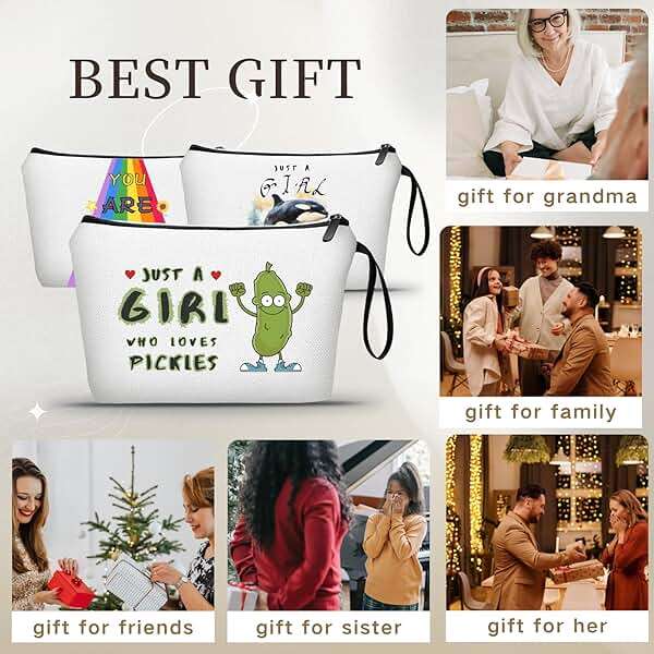 SEAMOON Pickle Gifts, Funny Birthday Gifts for Girl, Teen, Daughter, Friends, Sister, Small Cosmetic Makeup Bag Unique Quirky Gag Christmas - Image 4