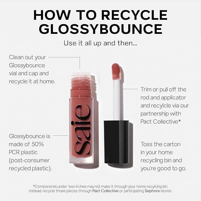 Saie Glossybounce - Hydrating Lip Gloss and Tinted Lip Oil Hybrid with Hyaluronic Acid & Jojoba Oil for Non-Sticky, Ultra-Shiny, Plump & Soft Lips - Everyday Makeup Essential - Kiss (.17 oz) - Image 8