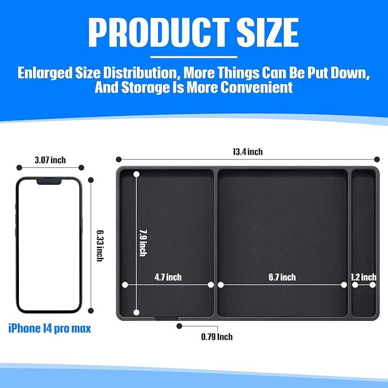 Yulejo Extra Large Car Anti Slip Dashboard Mat Phone Holder Accessories Boat Dashboard Pad Compatible with All Smartphone Car Non Slip Pad with Non Marking Tape (Classic) - Image 2