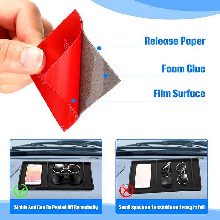 Yulejo Extra Large Car Anti Slip Dashboard Mat Phone Holder Accessories Boat Dashboard Pad Compatible with All Smartphone Car Non Slip Pad with Non Marking Tape (Classic) - Image 3