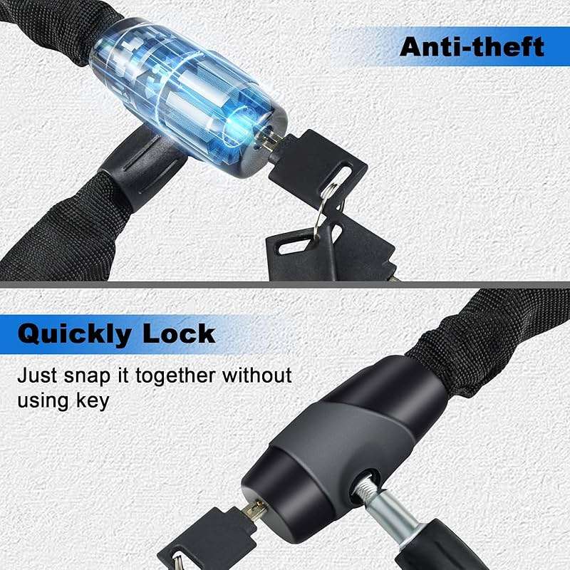 Bike Chain Lock, Heavy Duty Anti-Theft Bicycle Chain Lock, 2.72 Ft Security Bike Locks with 3 Keys, Waterproof Lock Chain for Bike, Bicycle, Scooter, Motorcycle, Door, Gate, Fence - Image 2