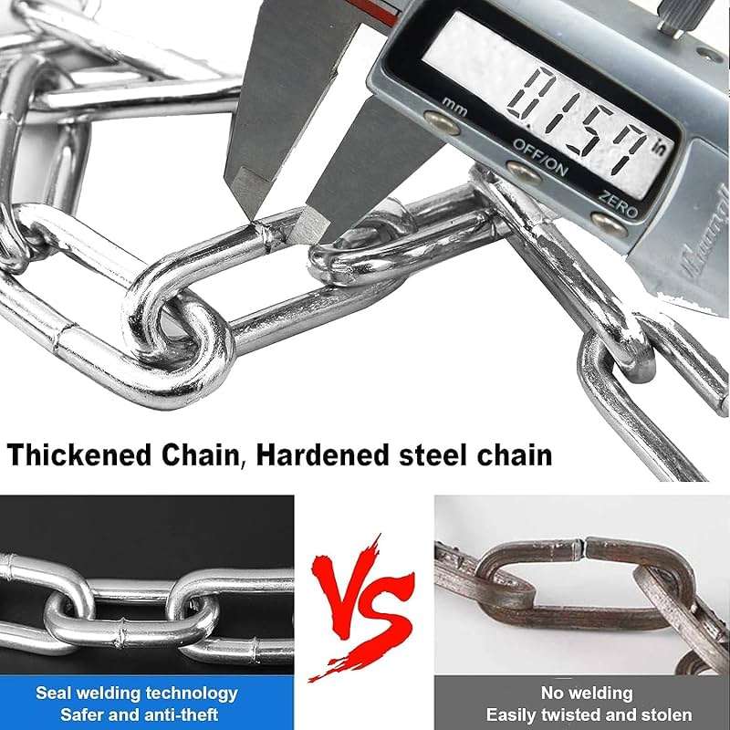 Bike Chain Lock, Heavy Duty Anti-Theft Bicycle Chain Lock, 2.72 Ft Security Bike Locks with 3 Keys, Waterproof Lock Chain for Bike, Bicycle, Scooter, Motorcycle, Door, Gate, Fence - Image 3