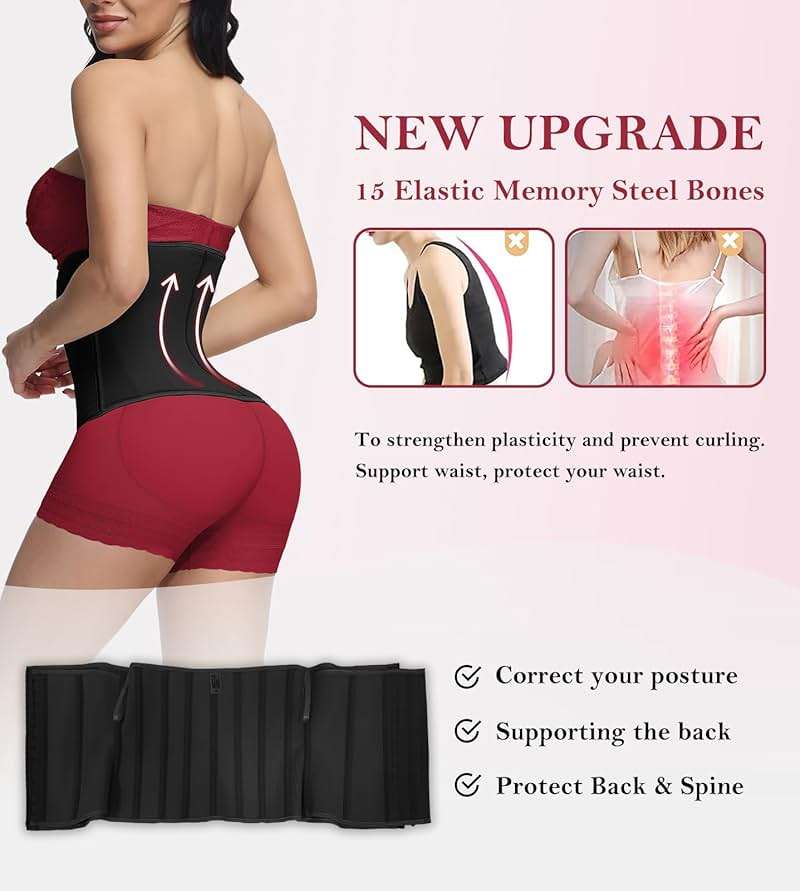 SHAPSHE Waist Trainer for Women Tummy Control Cincher Workout Corset Shapewear Body Shaper - Image 3
