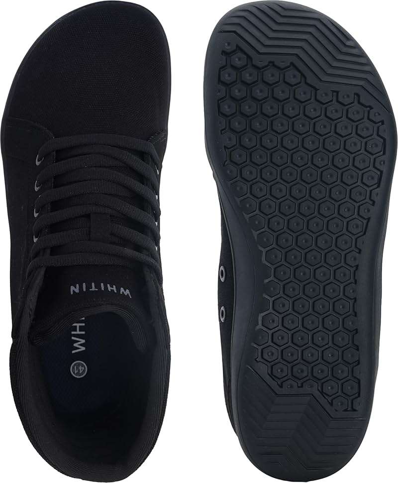 WHITIN Men's Wide Hi-top Minimalist Barefoot Sneakers | Zero Drop Sole | Cushioned Ankle Support - Image 5