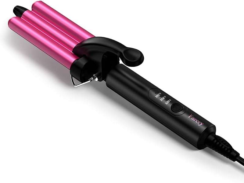 Farery Mini 3 Barrel Hair Waver - Portable Beach Wave Curling Iron for Short Hair, 1/2 Inch Ceramic Crimper with 3 Temp Settings & 30s Fast Heating, Dual Voltage Travel Hair Waver for Women, Pouch Bag - Image 7