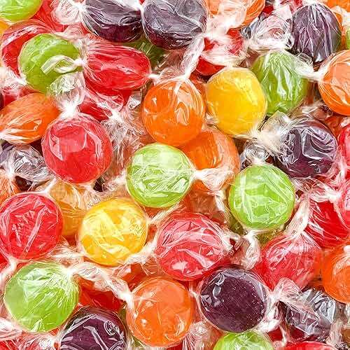 Assorted Fruit Hard Candy | 1 Pound Bag - 70 Count | Assorted Hard Candy Individually Wrapped | Old Fashioned Candies | Fruit Flavored Hostess Mix - Image 1