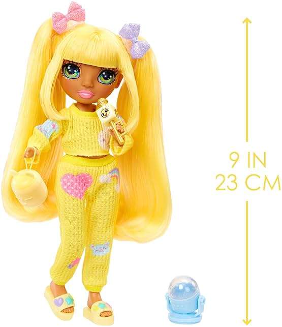 Rainbow High Jr High PJ Party - Sunny, Yellow 9" Posable Blonde Fashion Doll with Soft Onesie, Slippers, Fun Play Accessories, Great Toy Gift for Girls Kids Ages 4-12 Years - Image 3