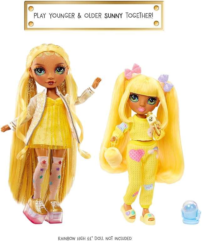 Rainbow High Jr High PJ Party - Sunny, Yellow 9" Posable Blonde Fashion Doll with Soft Onesie, Slippers, Fun Play Accessories, Great Toy Gift for Girls Kids Ages 4-12 Years - Image 5