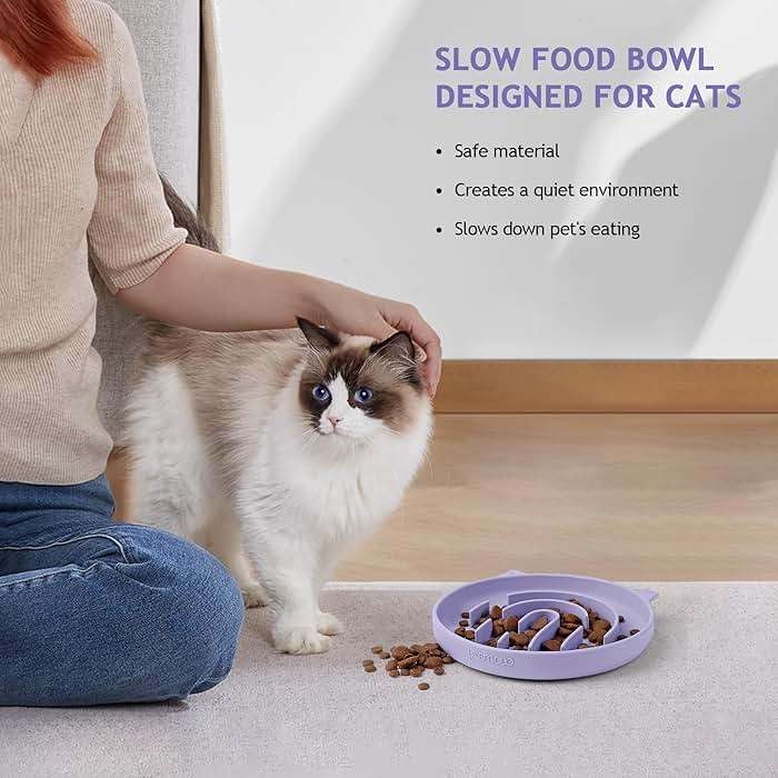 Coomazy Silicone Slow Feeder Dog Cat Bowls, Interactive Puzzle Toy for Pets Food Training, Keeps Dogs Cats Busy, Prevents Puppy Kitty Overeating (Purple, 1.4Cup) - Image 6