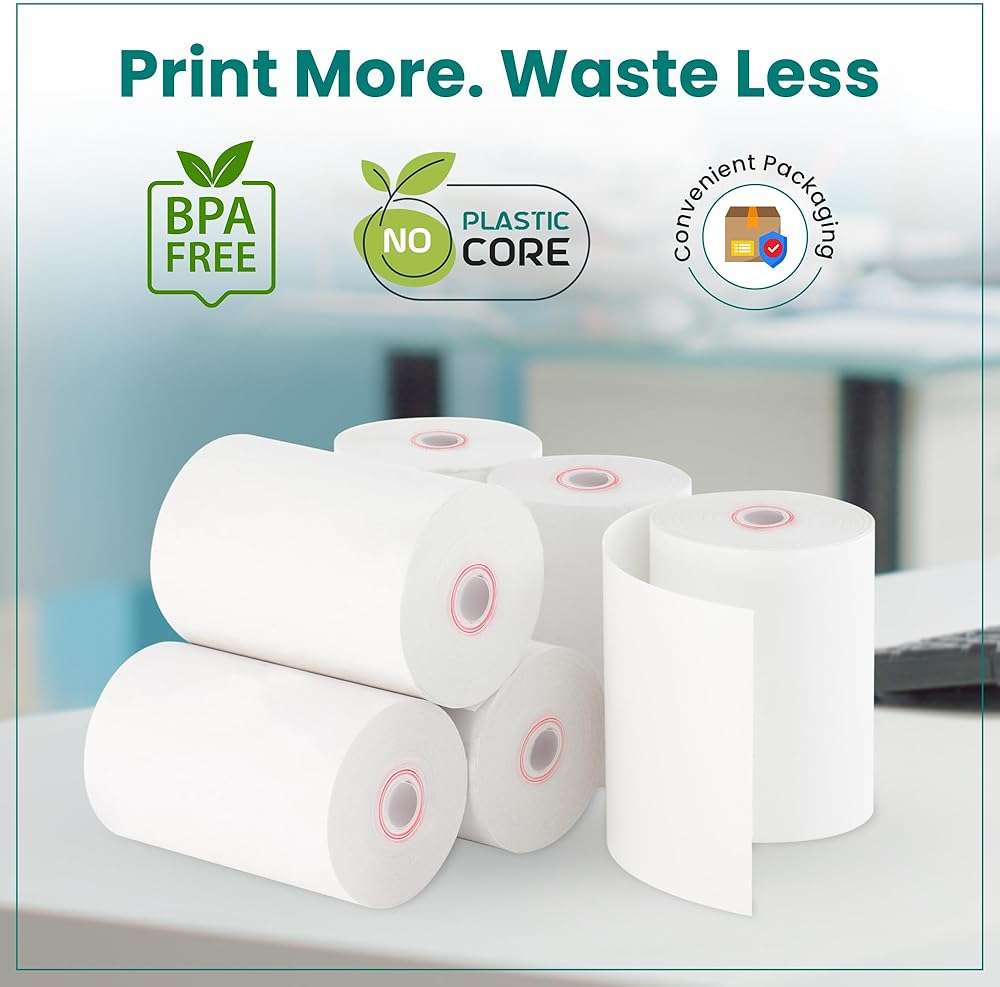 ReceiptPaperPro 2 1/4” x 60 ft Coreless Thermal Paper Receipt Rolls for Square Terminal, 20 Rolls - Image 4