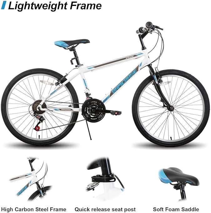 HH HILAND 24 26 inch Mountain Bike for Men Women, 18 Speeds High-Carbon Steel Frame, Sport Cycling MTB Bicycle for Adult - Image 2