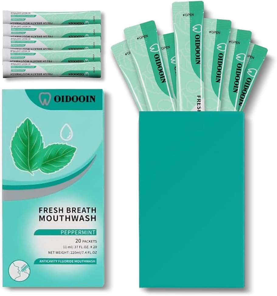 Mouthwash Travel Size Individually Wrapped Fresh Breath Mouthwash Mild Mint Flavor Office Travel Dating Essentials Mouth wash (0.37 Fl OZ(Pack of 20)) - Image 1