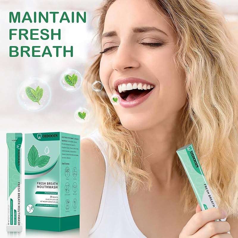 Mouthwash Travel Size Individually Wrapped Fresh Breath Mouthwash Mild Mint Flavor Office Travel Dating Essentials Mouth wash (0.37 Fl OZ(Pack of 20)) - Image 2