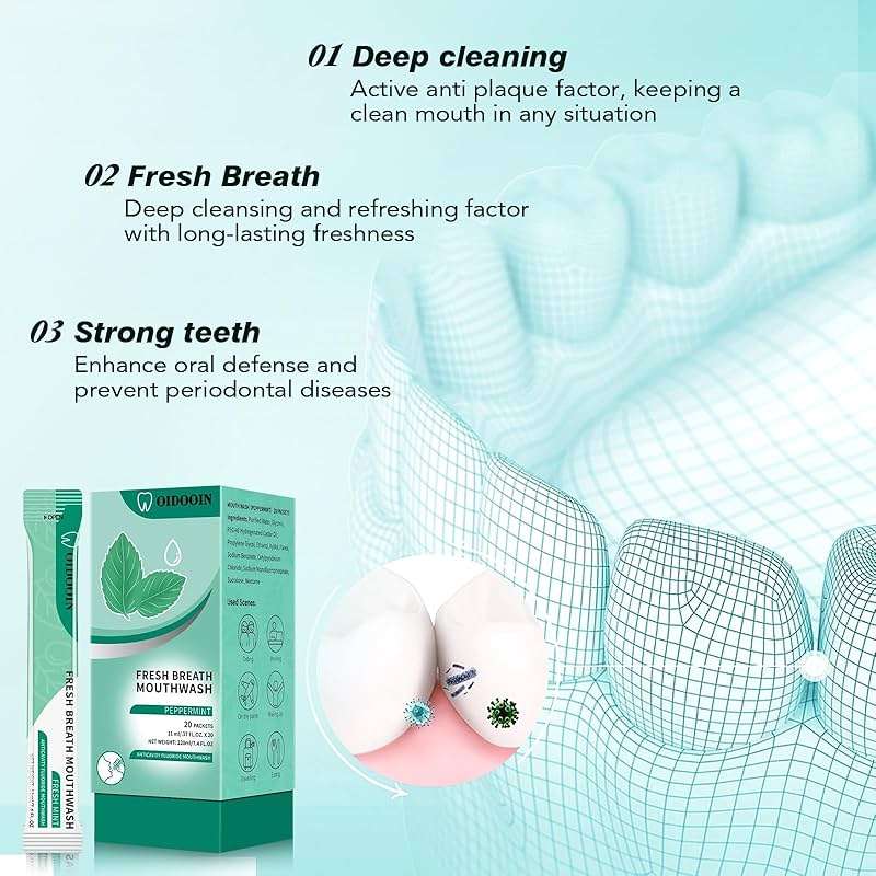 Mouthwash Travel Size Individually Wrapped Fresh Breath Mouthwash Mild Mint Flavor Office Travel Dating Essentials Mouth wash (0.37 Fl OZ(Pack of 20)) - Image 3
