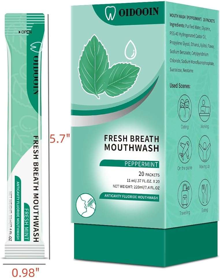 Mouthwash Travel Size Individually Wrapped Fresh Breath Mouthwash Mild Mint Flavor Office Travel Dating Essentials Mouth wash (0.37 Fl OZ(Pack of 20)) - Image 6