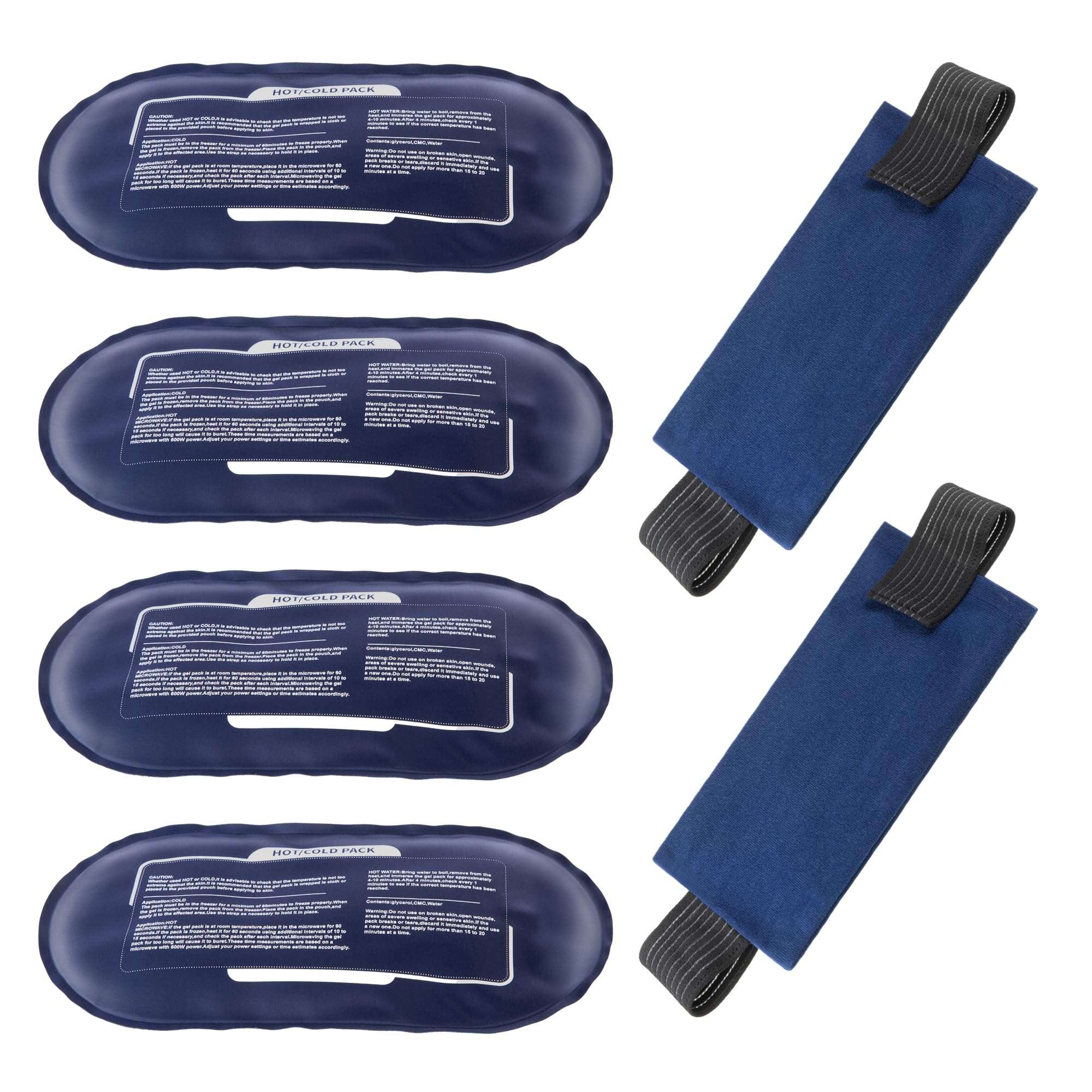 Ice Packs for Injuries Reusable, 4 Pack Hot and Cold Gel Packs and 2 Pack Adjustable Flexible Gel Wraps for Back Shoulders Arms Knees and Legs Injury Recovery, Alleviate Joint and Muscle Pain Relief - Image 1