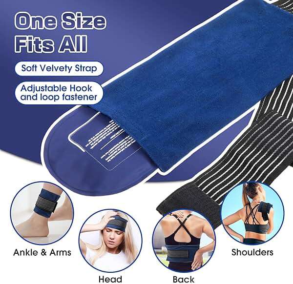 Ice Packs for Injuries Reusable, 4 Pack Hot and Cold Gel Packs and 2 Pack Adjustable Flexible Gel Wraps for Back Shoulders Arms Knees and Legs Injury Recovery, Alleviate Joint and Muscle Pain Relief - Image 6