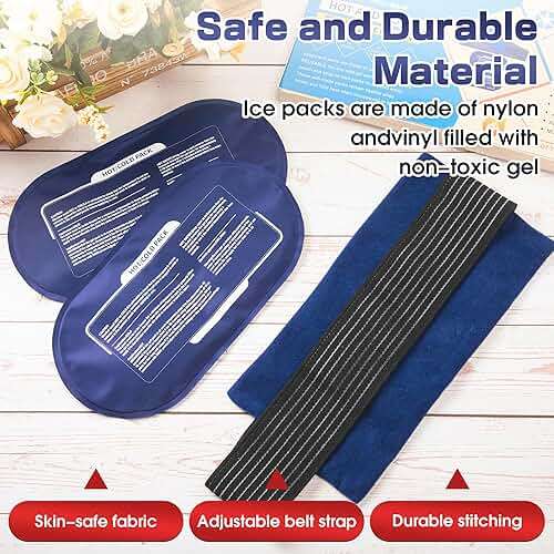 Ice Packs for Injuries Reusable, 4 Pack Hot and Cold Gel Packs and 2 Pack Adjustable Flexible Gel Wraps for Back Shoulders Arms Knees and Legs Injury Recovery, Alleviate Joint and Muscle Pain Relief - Image 7