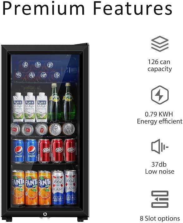 Saeoola Beverage Refrigerator, 3.2 Cu.ft Mini Fridge with Double Glass Door, Cooler for Soda, Beer or Wine for Home, Office or Bar with Adjustable Removable Shelves (Black) - Image 4