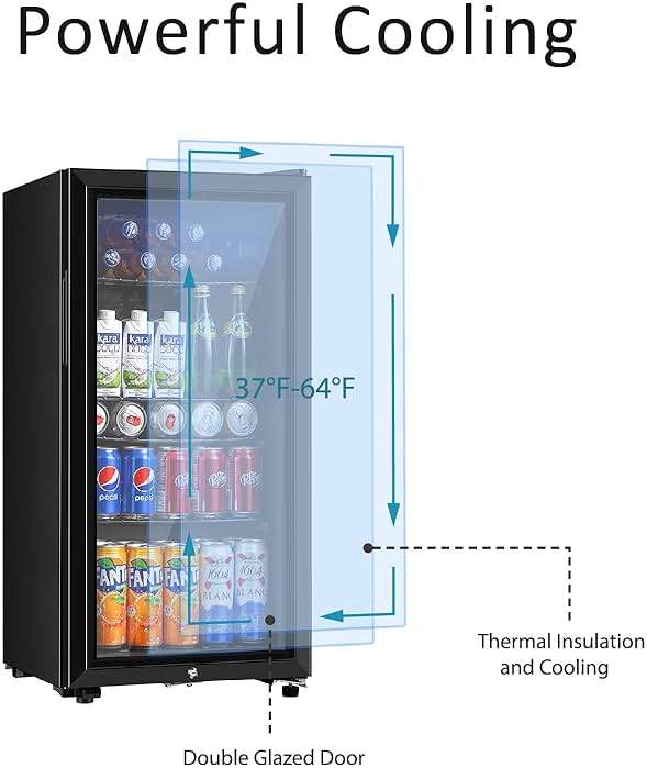 Saeoola Beverage Refrigerator, 3.2 Cu.ft Mini Fridge with Double Glass Door, Cooler for Soda, Beer or Wine for Home, Office or Bar with Adjustable Removable Shelves (Black) - Image 5