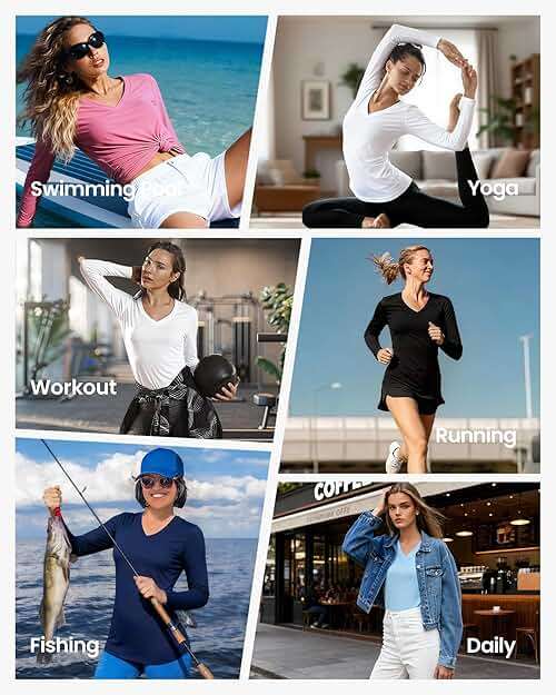 Moisture Wicking Shirts for Women Quick Dry Athletic Running Long Sleeve T Shirts Womens V Neck Workout Tops - Image 6